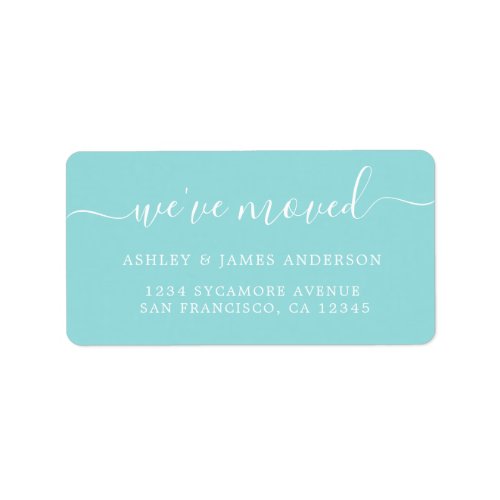 Weve Moved Turquoise New Address label