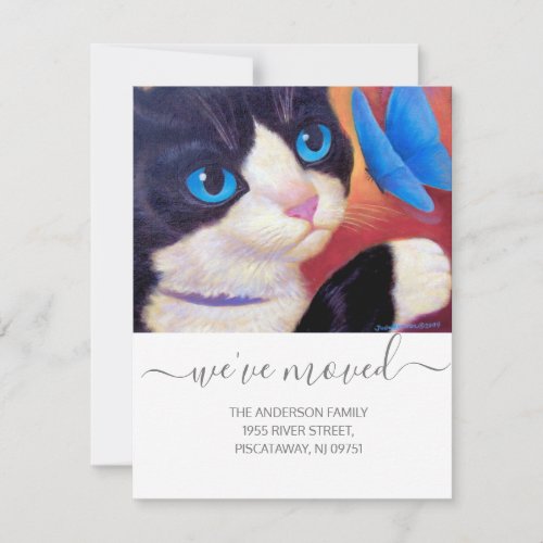 Weve Moved Tuxedo Cat Pet New Address Script Text Announcement