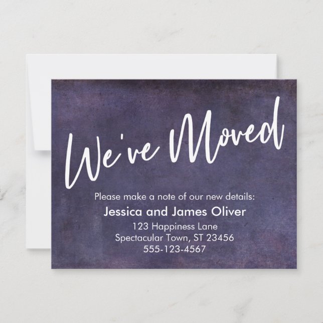 We've Moved Typography Purple Grunge Announcement (Front)