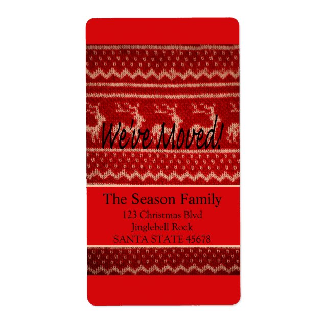 We've Moved!  Ugly Christmas Sweater Label (Front)
