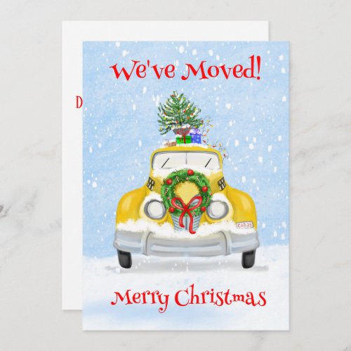 Weve Moved Vintage 50s New York Yellow Xmas Cab Announcement