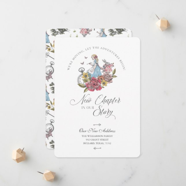 We've Moved Vintage Alice In Wonderland Moving Announcement (Front/Back In Situ)