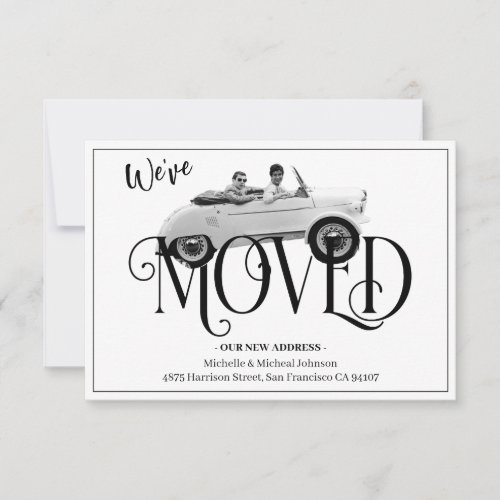 Weve Moved Vintage Car White New Address Announcement