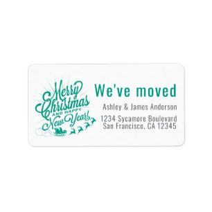 We've Moved Vintage Christmas Holiday New Address Label