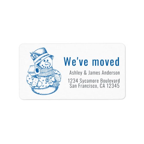 Weve Moved Vintage Christmas Snowman New Address Label