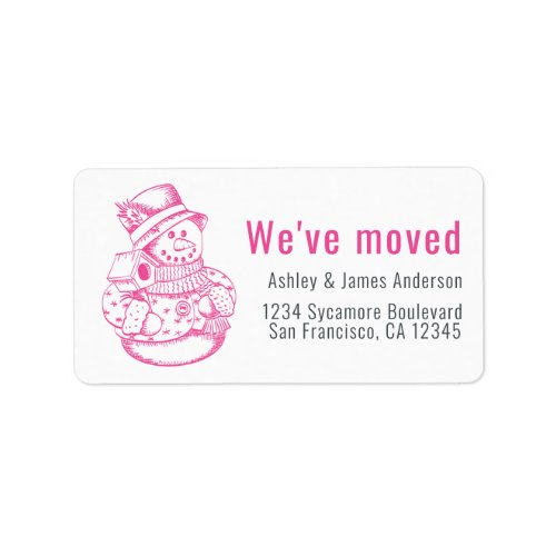 Weve Moved Vintage Christmas Snowman New Address  Label