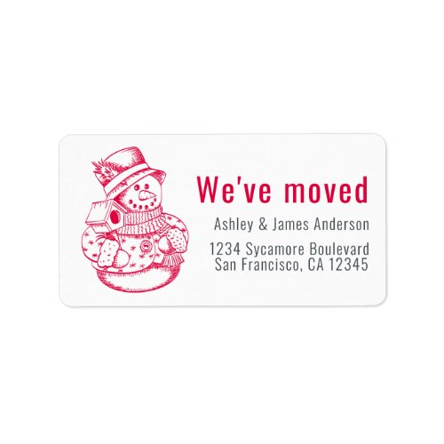 Weve Moved Vintage Christmas Snowman New Address Label