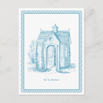 We've Moved Vintage House Postcard Blue by Charmalot at Zazzle