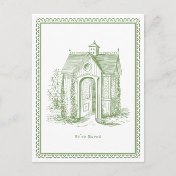 We've Moved Vintage House Postcard Green by Charmalot at Zazzle
