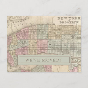 We've moved - Vintage Map of New York City Postcard