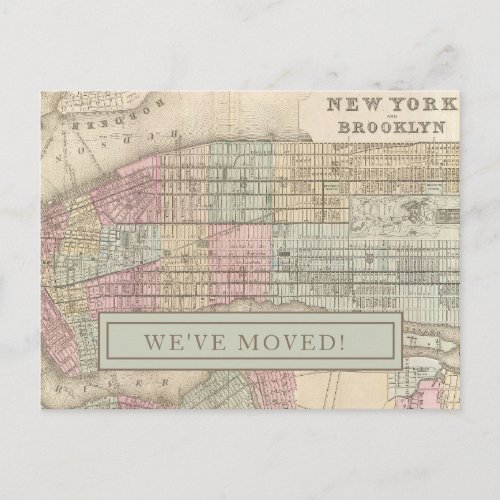 Weve moved  _ Vintage Map of New York City Postcard