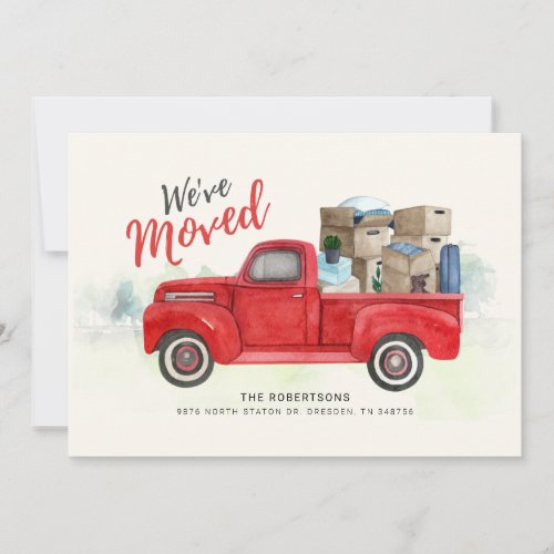 Weve Moved Vintage Red Truck Moving Address