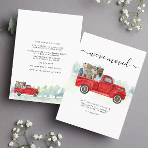 We've Moved Vintage Red Truck Moving Announcement