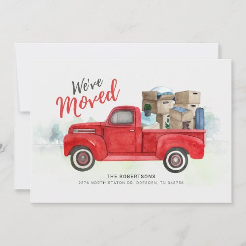 Weve Moved Vintage Red Truck New Address Announcement
