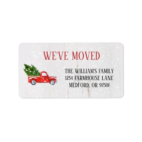  Weve Moved Vintage Red Truck Tree New Address La Label