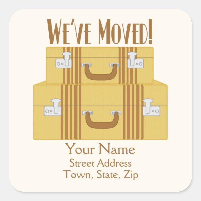We've Moved - Vintage Suitcases Square Sticker
