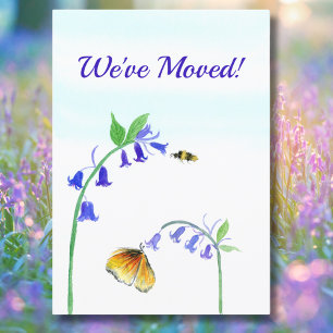 We've Moved Virginia Bluebells With Butterfly Invitation