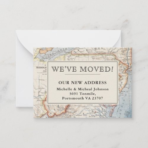 Weve Moved Virginia New Jersey Vintage Map Moving Note Card