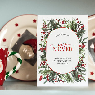 We've Moved Warm Red Winter Moving Announcement