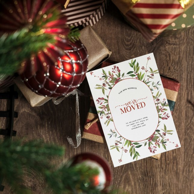 We've Moved Warm Winter Berry Moving Announcement (Sending your family and friends a festive 'We've Moved!' Christmas card!)
