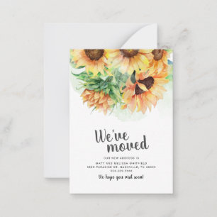 We've Moved Watercoler Sunflower Moving Note Card