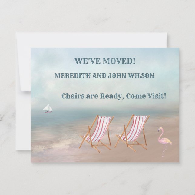 We've Moved Watercolor Beach Budget Move  Announcement (Front)