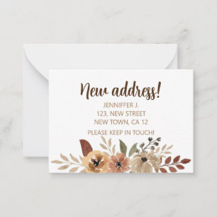 We've Moved Watercolor Brown Flora Leaves Note Card
