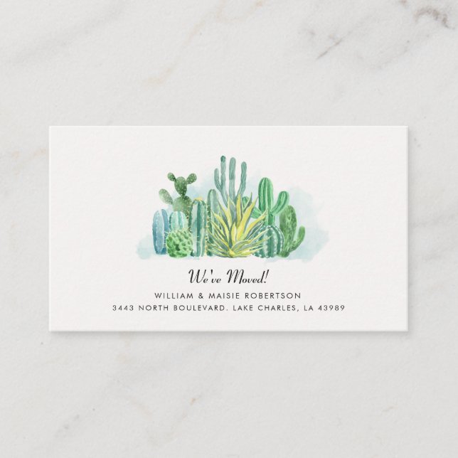 We've Moved Watercolor Cacti Moving Announcement (Front)
