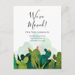 We've Moved Watercolor Cactus Cacti Moving Postcard