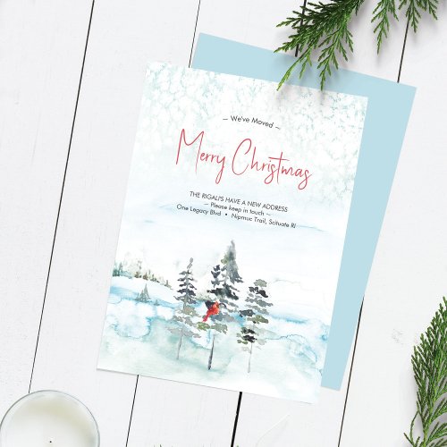 Weve Moved Watercolor Christmas Cards