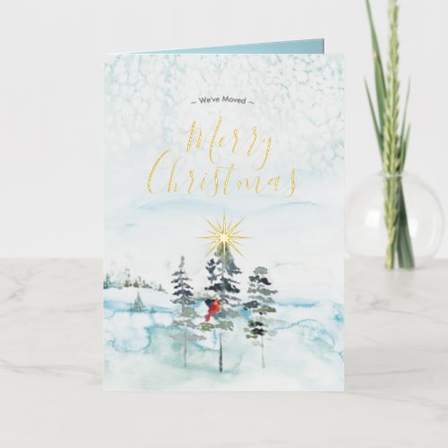 Weve Moved Watercolor Christmas Cards