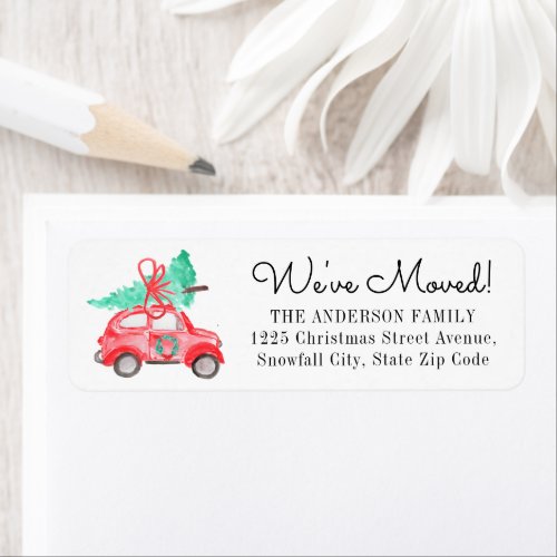 Weve Moved Watercolor Christmas Tree Car Moving Label