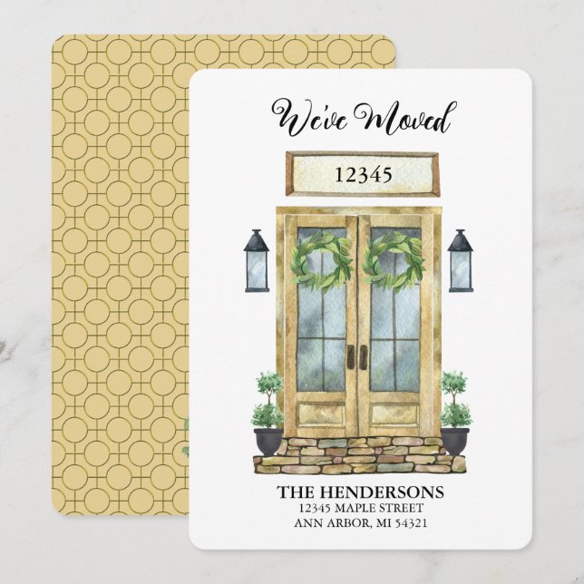 We've Moved Watercolor Door Moving Announcement (Front/Back)
