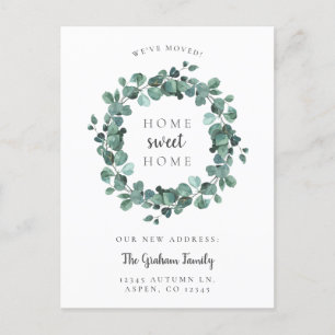 We've Moved Watercolor Eucalyptus Announcement Postcard