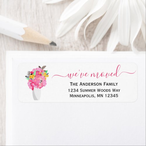 Weve Moved  Watercolor Floral Return Address Label