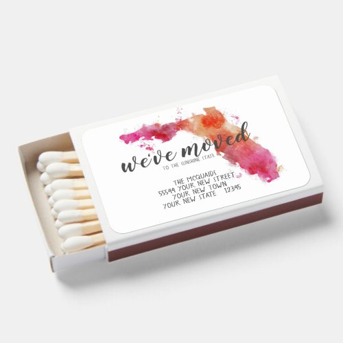 Weve Moved Watercolor Florida New Home Matchboxes