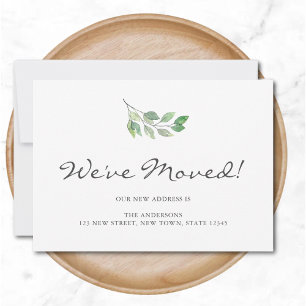 We've Moved Watercolor Leaves Moving Announcement