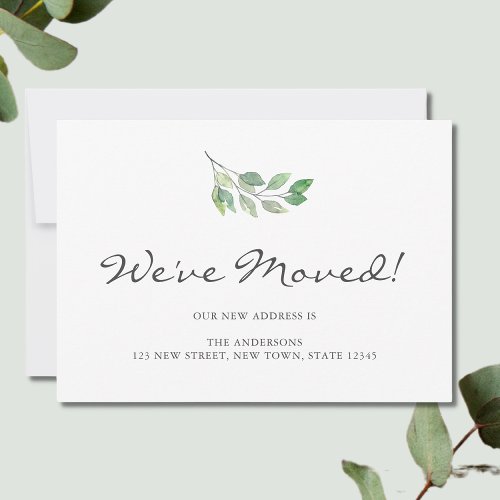 Weve Moved Watercolor Leaves Moving Announcement
