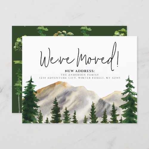 Weve Moved Watercolor Mountains Postcard