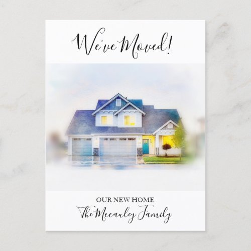 Weve Moved Watercolor Moving Announcement Address Postcard