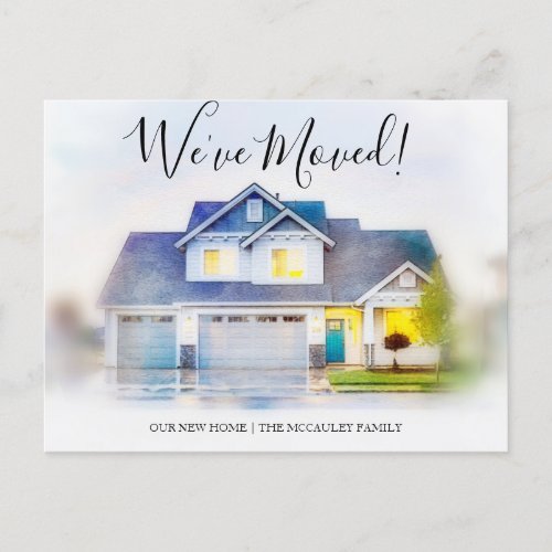 Weve Moved Watercolor Moving Announcement Address Postcard