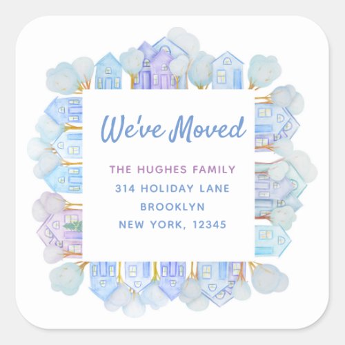 Weve Moved Watercolor New Address Personalized Square Sticker