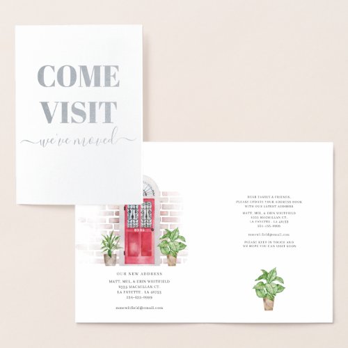 Weve Moved Watercolor Red Door Moving Address Foil Card