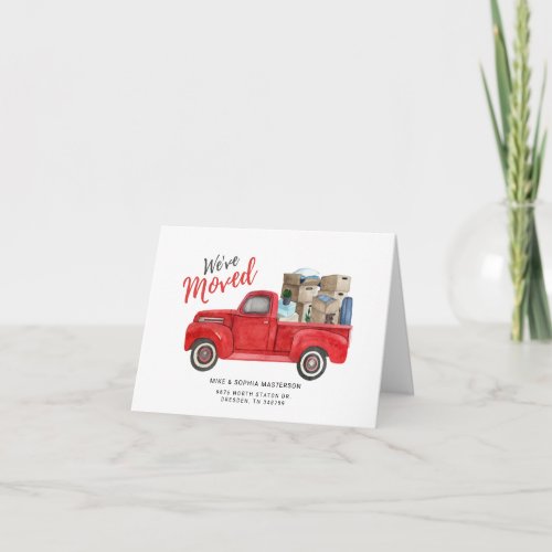 Weve Moved Watercolor Red Truck New Address Moving Note Card