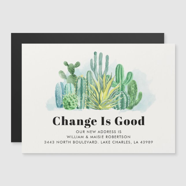 We've Moved Watercolor Succulents Moving Magnetic Invitation (Front/Back)