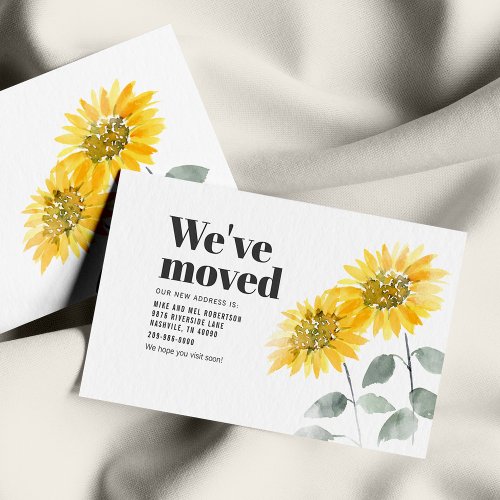 Weve Moved Watercolor Sunflower Moving Note Card