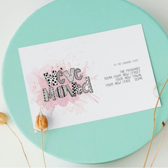 We've Moved Whimsical Watercolor Lettering  Enclosure Card (Creator Uploaded)