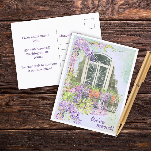 We've Moved Window Balcony Postcard (Creator Uploaded)