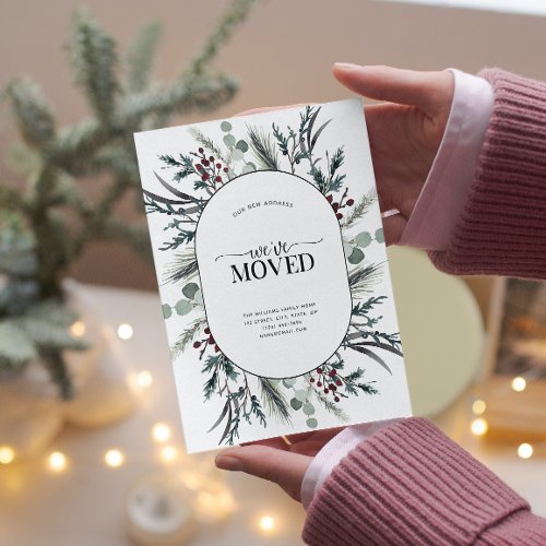 Weve Moved Winter Botanical Announcement Postcard