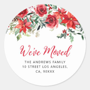 we've moved winter florals address sticker